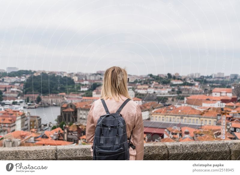 View over Porto Vacation & Travel Trip Sightseeing City trip Summer Summer vacation Feminine Young woman Youth (Young adults) 1 Human being 30 - 45 years Adults