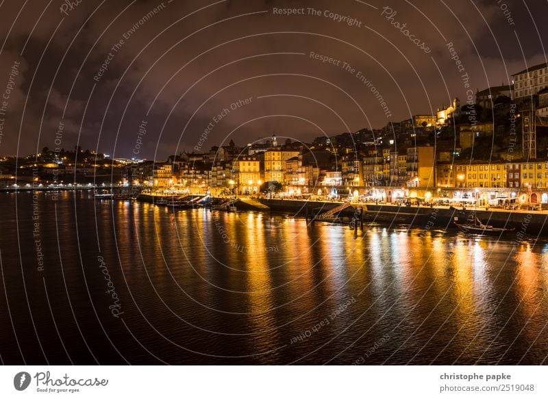 skyline of Porto at night Vacation & Travel City trip River bank Douro Portugal Town Downtown Old town Skyline House (Residential Structure) Tourist Attraction