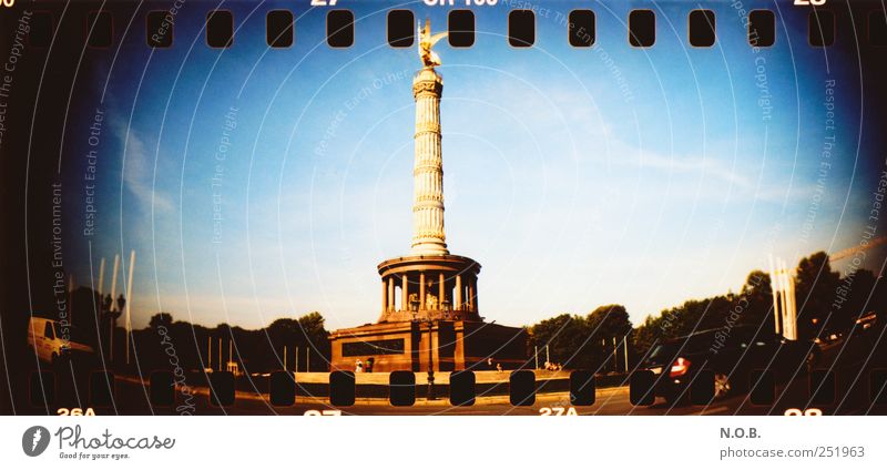 victory column Berlin Germany Europe Capital city Downtown Manmade structures Tourist Attraction Landmark Monument Victory column Success Blue Gold Black