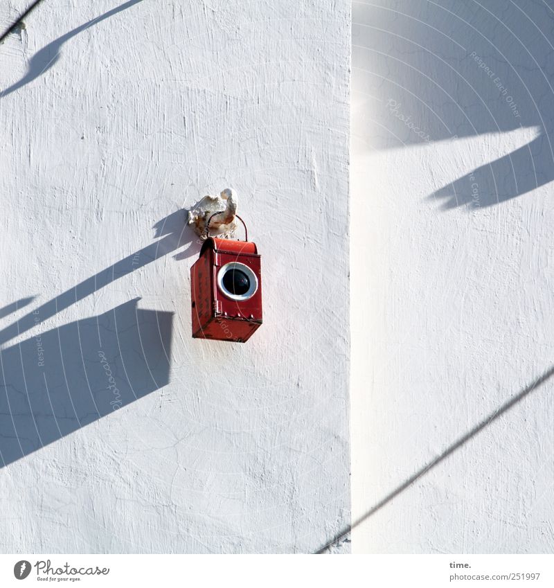 Small red pinhole camera | ChamanSülz Lamp Wall (barrier) Wall (building) Toys Tin Metal Hang Exceptional Round Red White Mysterious Whimsical storm lamp