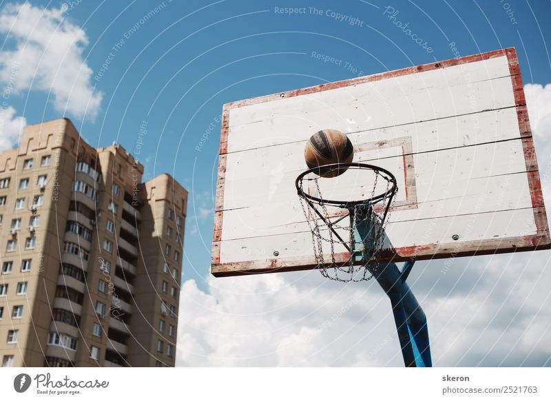 basketball ball flies to the basket on the background of a house Lifestyle Elegant Style Healthy Wellness Leisure and hobbies Playing Vacation & Travel Trip