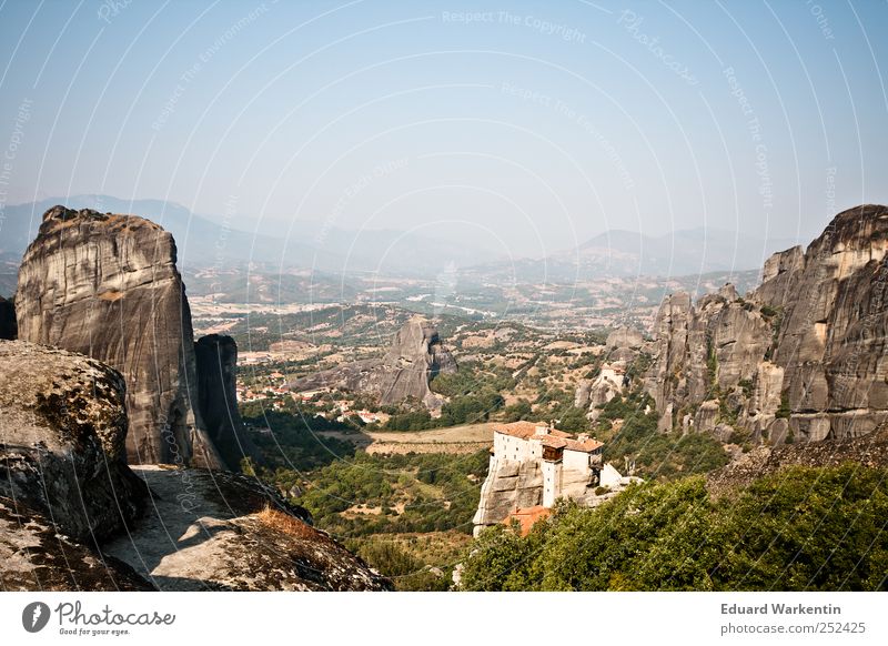 Meteora Monasteries II Nature Landscape Plant Earth Air Sky Cloudless sky Forest Hill Rock Mountain Vacation & Travel Religion and faith Greece Orthodoxy