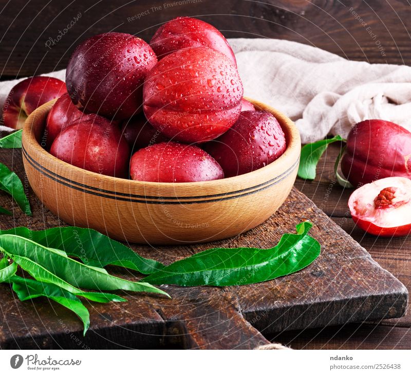 ripe peaches nectarine Fruit Dessert Nutrition Bowl Table Group Leaf Wood Eating Fresh Juicy Brown Red Mature Peach Nectarine background food healthy sweet Raw