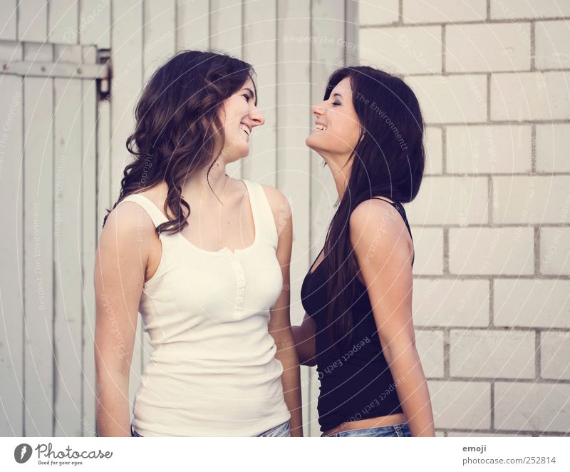 (: :) Young woman Youth (Young adults) 2 Human being 18 - 30 years Adults Beautiful Laughter Happy Friendship Happiness Positive Joy Colour photo Exterior shot