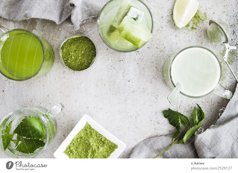 Matcha Herbs and spices Beverage Cold drink Hot drink Drinking water Lemonade Milk Tea Cup Glass Healthy Life Relaxation Summer Fresh Hip & trendy Green Energy