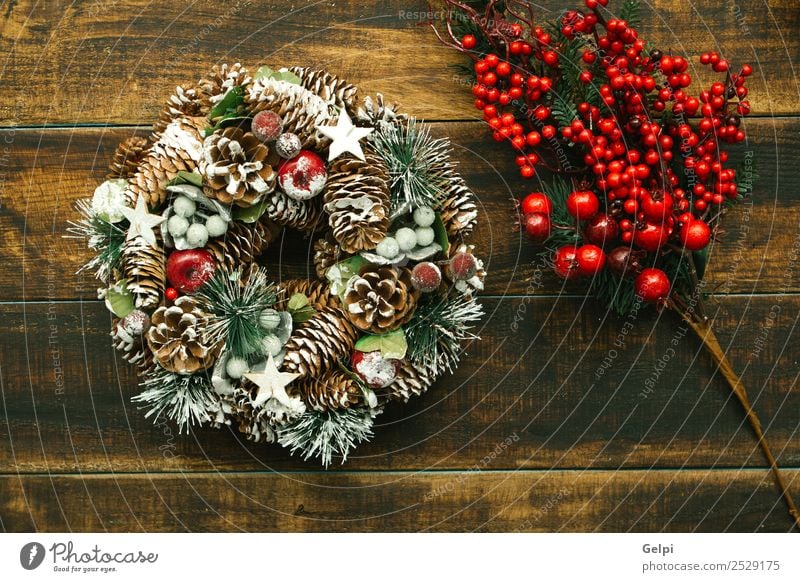 Christmas wreath formed by natural elements Fruit Apple Luxury Design Winter Snow Decoration Feasts & Celebrations Christmas & Advent Autumn Tree Wood Ornament