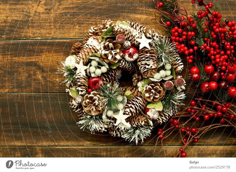 Christmas wreath formed by natural elements Fruit Apple Luxury Design Winter Snow Decoration Feasts & Celebrations Christmas & Advent Autumn Tree Wood Ornament