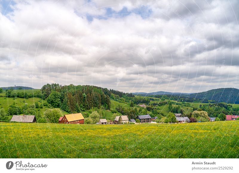 Village in Saxony Calm Vacation & Travel Tourism Trip Adventure Far-off places Freedom Hiking Environment Nature Landscape Sky Clouds Spring Summer