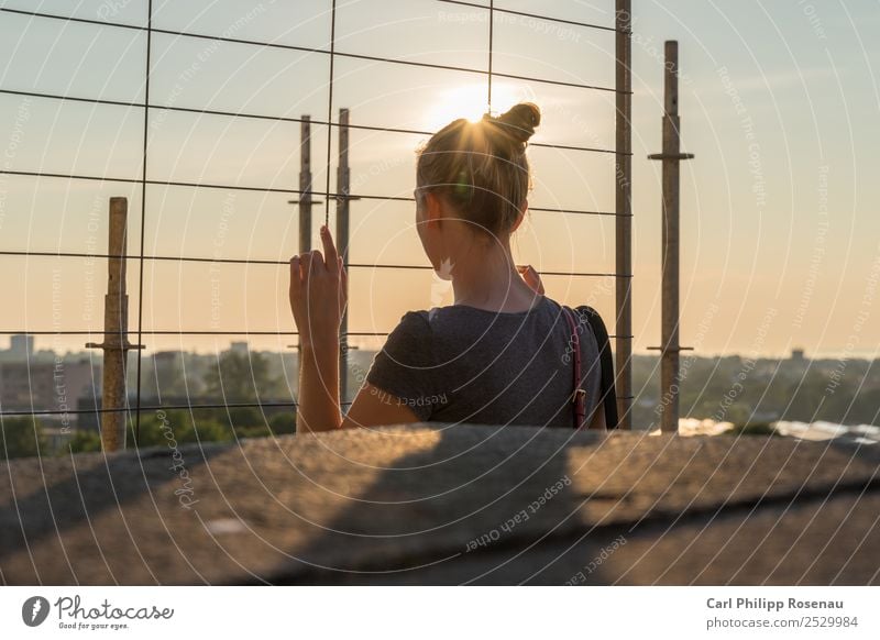 Young woman against the light Vacation & Travel Freedom Summer Sun Youth (Young adults) Woman Adults 1 Human being 18 - 30 years Sky Sunlight Tallinn Fence