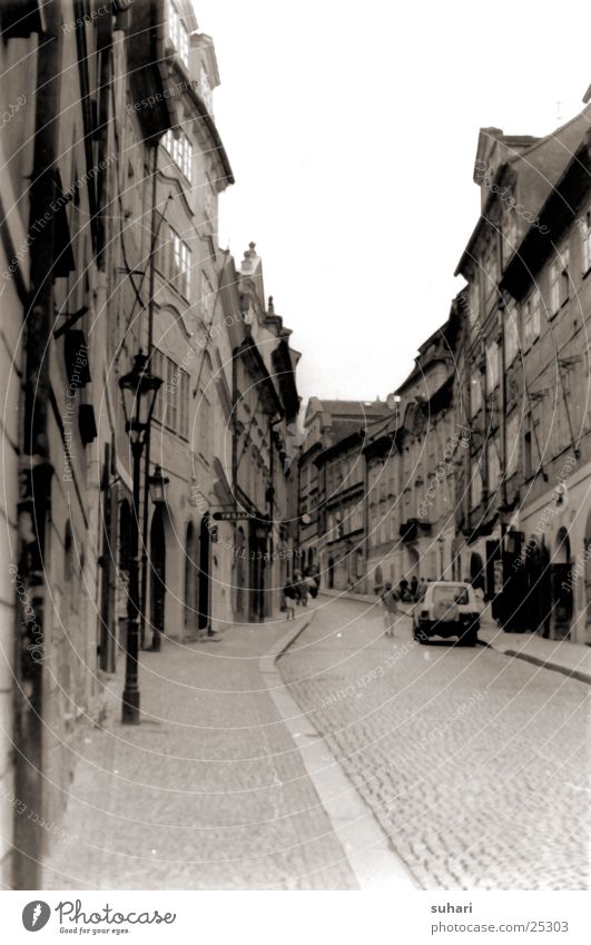 Prague Town Hradcany Czech Republic Alley Photo laboratory Europe Black & white photo Sepia Street