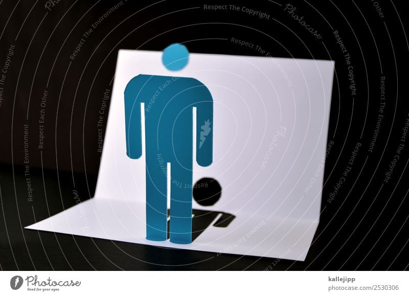 man without heads Human being Sign Stand Icon Pictogram Man Shadow Head Paper cut Bend Colour photo Studio shot Light Contrast Blur
