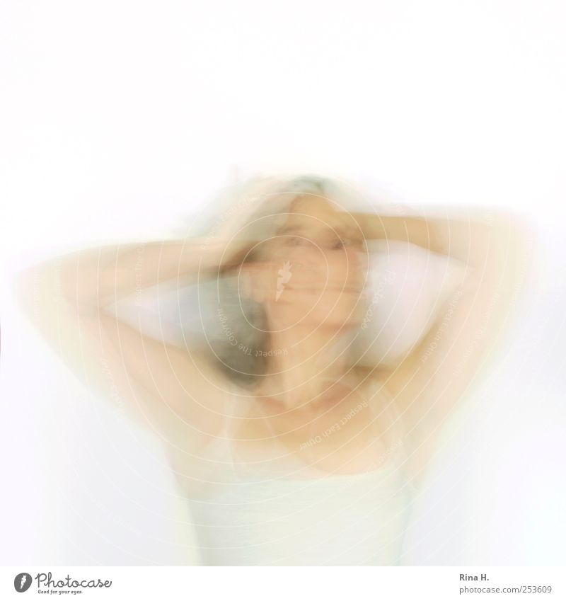 * Human being Feminine Woman Adults Movement Rotate Bright Emotions Identity Subdued colour Interior shot Studio shot Experimental Motion blur Upper body