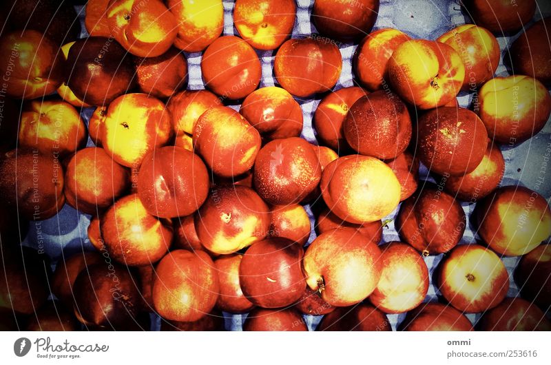 fruit rack Food Fruit Nectarine Nutrition Bright Round Juicy Crazy Yellow Gold Red Colour Flashy Colour photo Multicoloured Close-up Experimental Lomography