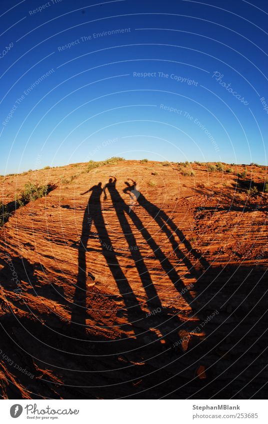 shadow plays Human being 3 Nature Landscape Earth Sky Horizon Rock Canyon Joy Adventure Perspective USA Colour photo Exterior shot Twilight Shadow Silhouette
