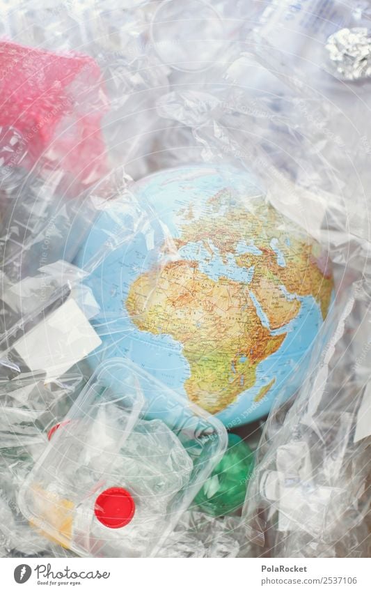 #A# Earth garbaged up Art Esthetic Environment Environmental protection Environmental pollution Packaging Packaging material Globe Sustainability Responsibility