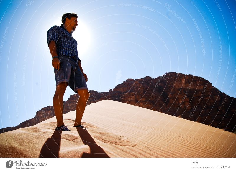 desert fox Masculine Young man Youth (Young adults) Man Adults 1 Human being 18 - 30 years Landscape Sand Cloudless sky Sun Summer Climate Beautiful weather