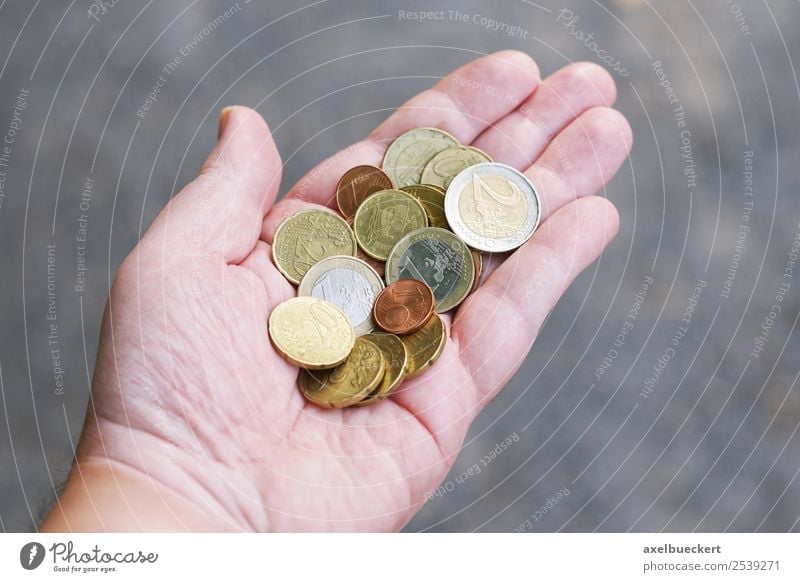 handful of change Lifestyle Shopping Luxury Business Human being Masculine Man Adults Hand 1 Money To hold on Euro Coin Indicate Cent Financial Crisis