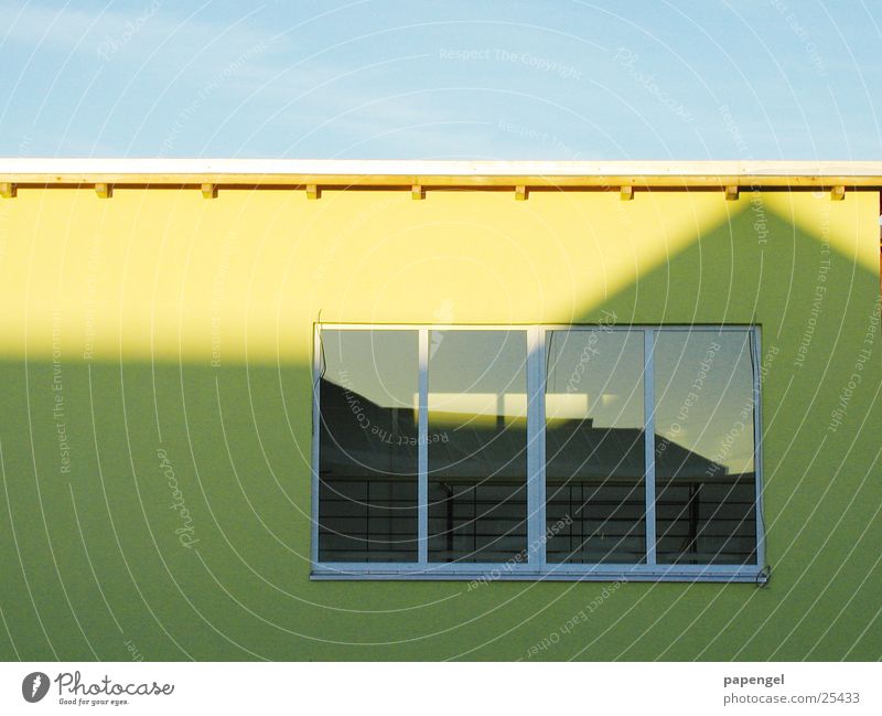 flat roof Yellow Wall (building) Simple Window Reflection Architecture Shadow