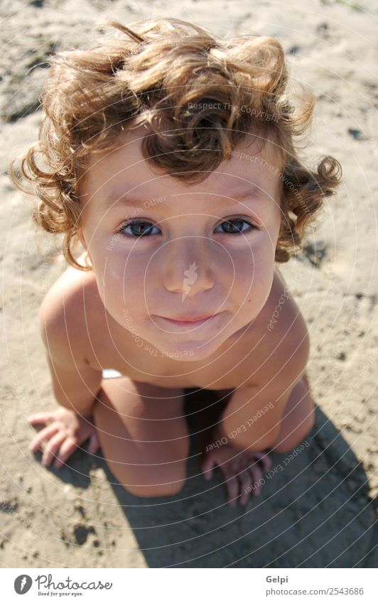 Funny photo of the child on the beach Joy Happy Beautiful Face Life Vacation & Travel Summer Beach Child Human being Boy (child) Man Adults Youth (Young adults)