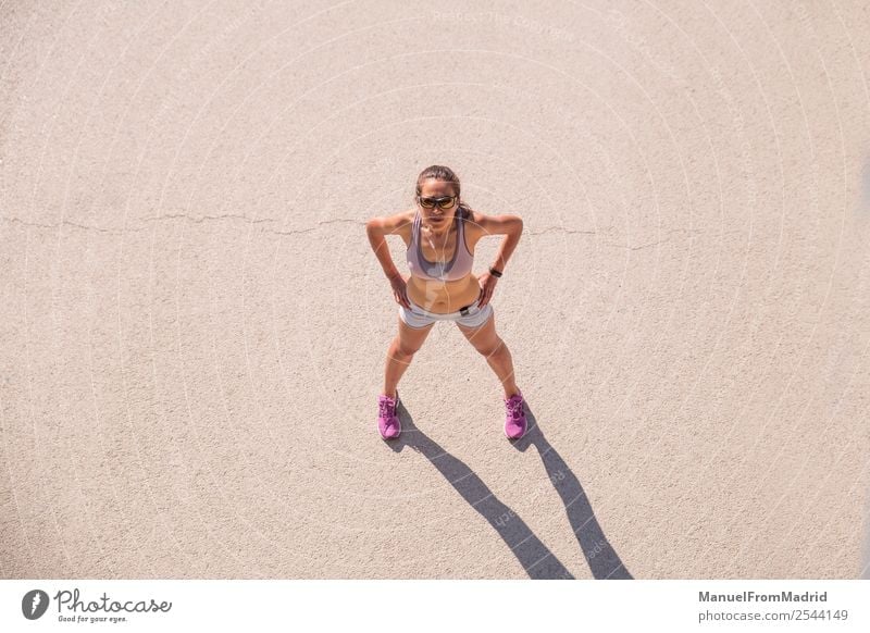 Overhead portrait of a female runner Lifestyle Happy Beautiful Body Wellness Summer Sports Jogging Human being Woman Adults Fitness Runner running overhead