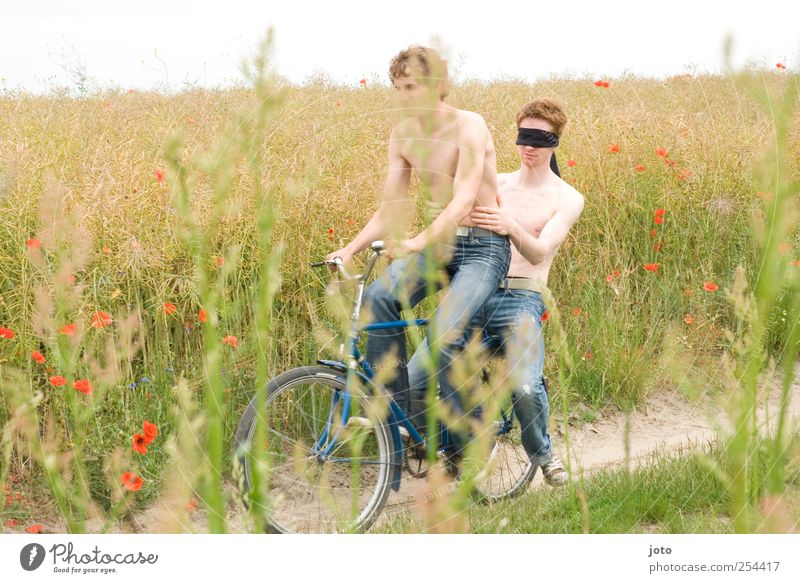 romance Vacation & Travel Trip Cycling tour Summer Summer vacation Flirt Homosexual Young man Youth (Young adults) Couple Partner Free Happy Infinity Joy Trust