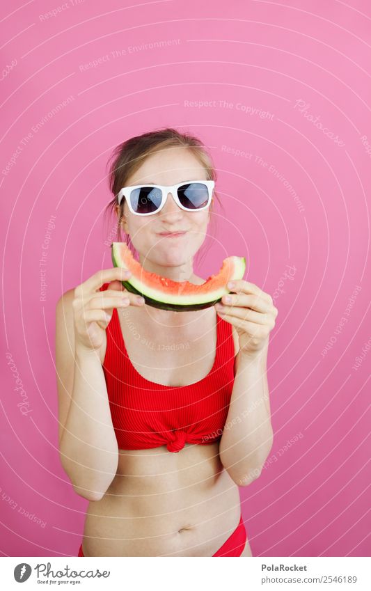 #A# Summer red 1 Human being Youth culture Kitsch Derby Melon Woman Summery Friendliness Young woman Swimming & Bathing Summer vacation Colour photo