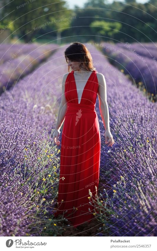 #A# the french girl Feminine 1 Human being Esthetic Dreamily Gorgeous Dream world Idyll Woman Peaceful Red Dress Landscape Blossoming Green pastures Young woman