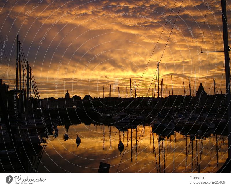 Sunset in La Rochelle, France Harbour Water reflection
