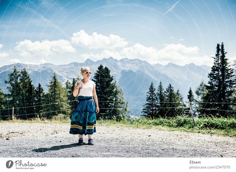 Summer in Tyrol Vacation & Travel Summer vacation Mountain Hiking Young woman Youth (Young adults) 30 - 45 years Adults Nature Landscape Sky Beautiful weather