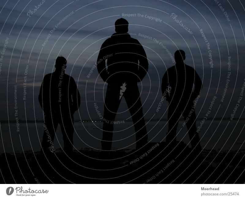 The Three Funny Two Back-light Evening Dark Night Beach Group Dusk cool guys silouette