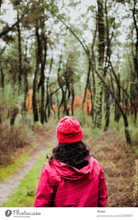 Matured woman Lifestyle Beautiful Face Freedom Winter Human being Woman Adults Nature Autumn Tree Leaf Park Forest Lanes & trails Fashion Hat Brunette Natural