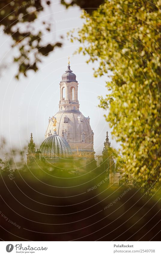 #A# Dresden Summer Church Esthetic Frauenkirche Saxony Domed roof Sandstone Baroque Old town Tourist Attraction City trip Tourism Germany Elbufer Colour photo