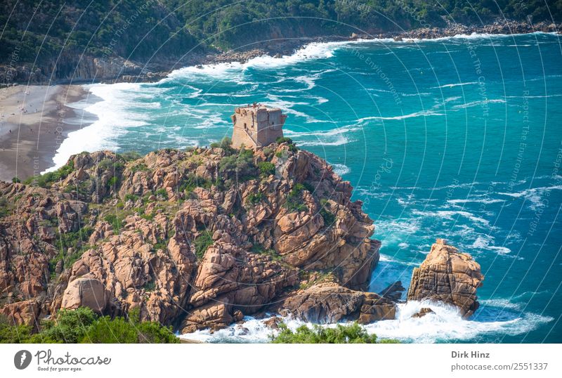 Bay of Marine de Porto on Corsica Vacation & Travel Tourism Trip Far-off places Sightseeing Summer vacation Beach Ocean Waves Environment Nature Landscape