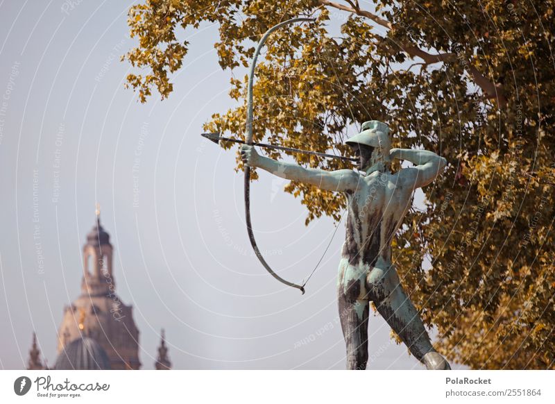 #A# Dresden Sagittarius Art Hunting Archer Statue Sculpture Tourist Attraction Bronze Bronze sculpture Colour photo Multicoloured Exterior shot Detail Deserted