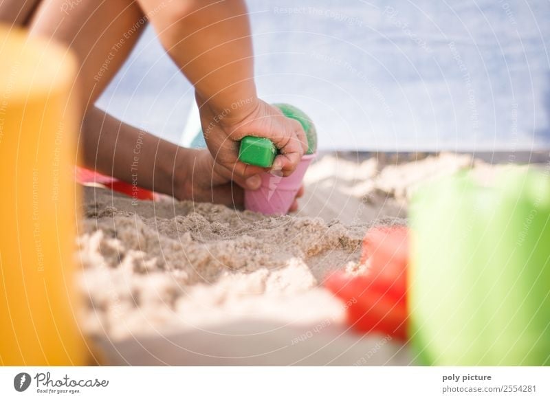 Child playing on the beach Healthy Leisure and hobbies Playing Vacation & Travel Tourism Trip Adventure Far-off places Freedom Summer Summer vacation Sun