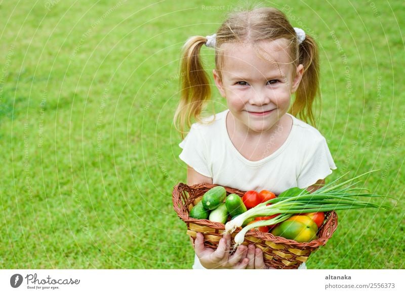 girl holding a basket of vegetables Vegetable Eating Lifestyle Happy Face Summer Garden Child Gardening Human being Woman Adults Family & Relations Infancy Hand