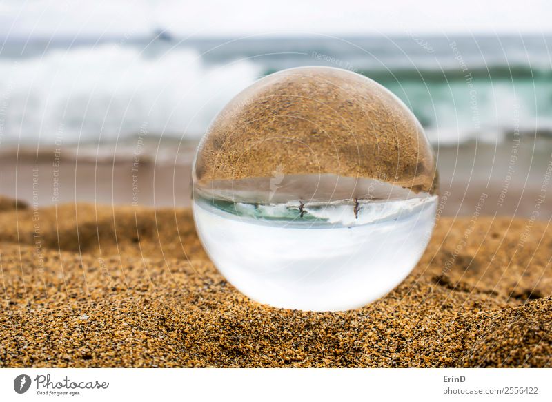 Surf and Beach with Children Playing Captured in Glass Ball Beautiful Vacation & Travel Tourism Summer Island Nature Landscape Sand Horizon Weather
