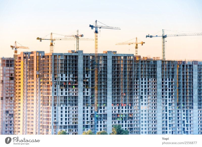 Construction site with building cranes Design Living or residing Flat (apartment) House (Residential Structure) Dream house House building Redecorate