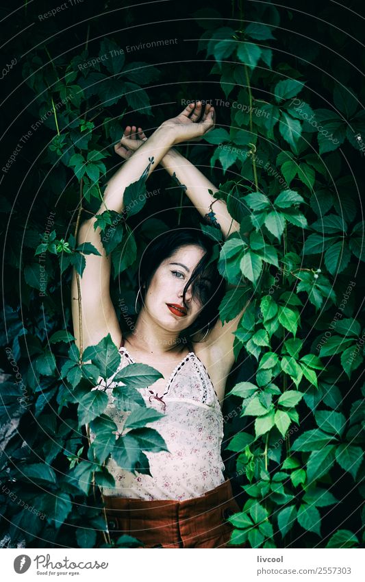 tattooed woman II Lifestyle Style Beautiful Summer Garden Human being Feminine Woman Adults Body Head Face Arm Hand 1 18 - 30 years Youth (Young adults) Nature