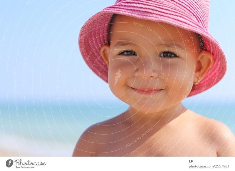 pink hat with a smile Lifestyle Style Joy Beautiful Vacation & Travel Freedom Summer Summer vacation Sunbathing Mother's Day Parenting Education Kindergarten