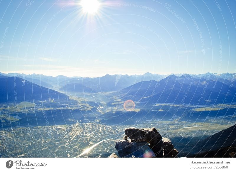 Good morning, innsbruck! Relaxation Calm Far-off places Freedom Mountain Landscape Cloudless sky Sun Autumn Beautiful weather Hill Rock Alps Peak