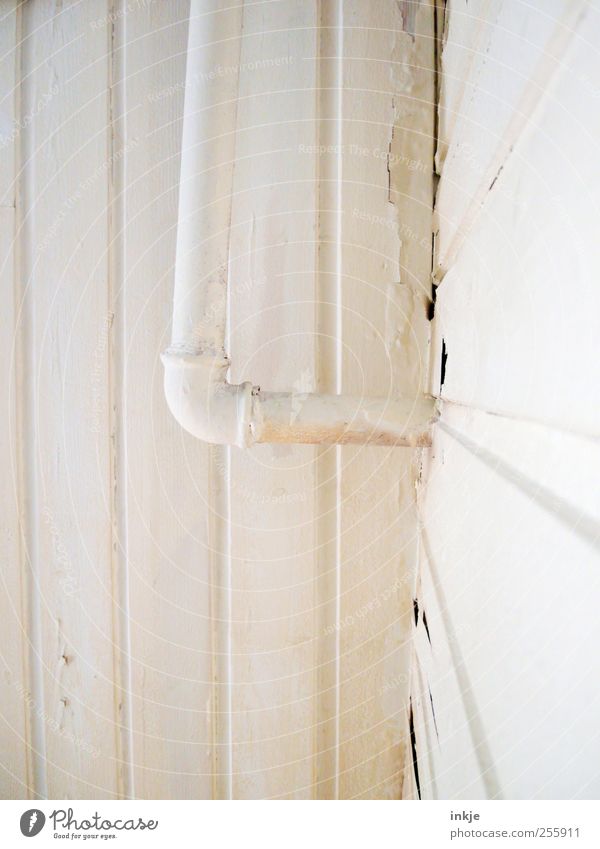 three colours white (1) Living or residing Redecorate Room Wooden facade Construction site Facade Water pipe Metal Line Stripe Old Broken Above White Colour