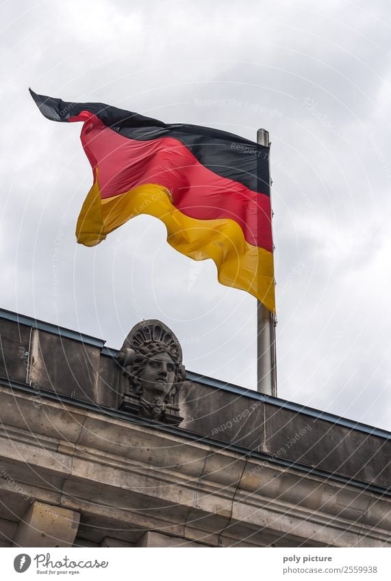 German flag at Reichstag in Berlin Capital city Downtown Equal Identity Uniqueness Politics and state Symbol of the state Germany German Flag Blow