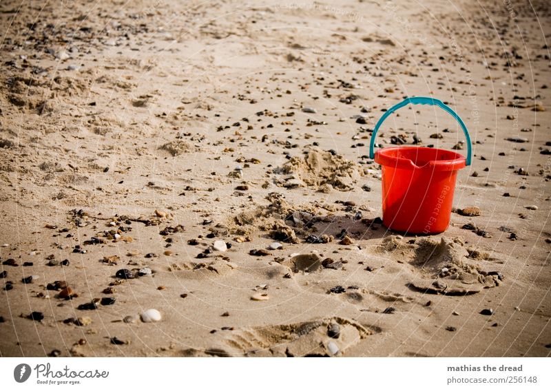 DENMARK - XL Environment Nature Landscape Sand Water Summer Beautiful weather Beach North Sea Stone Red Muding Bucket Toys Toddler Loneliness Motionless Damp