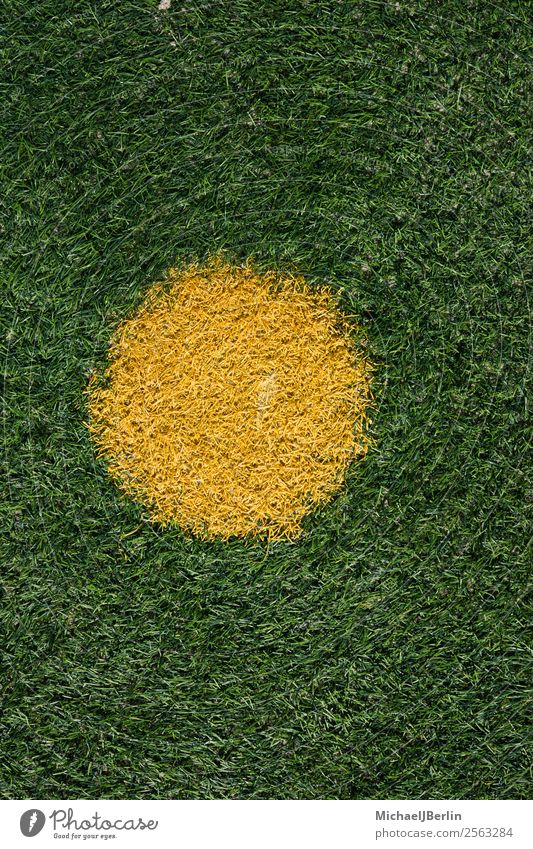 penalty spot on artificial turf football pitch Design Sports Soccer Football pitch Yellow Green Background picture Penalty kick eleven-meter point Point Circle