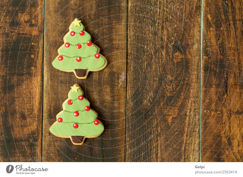Delicious Christmas Cookies Dessert Herbs and spices Winter Decoration Table Feasts & Celebrations Christmas & Advent Tree Wood Ornament Brown Green Tradition