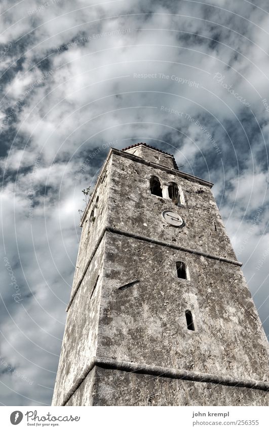 5 to 12 Clouds Croatia Village Small Town Old town Church Tower Manmade structures Building Architecture Esthetic Gray Might Brave Romance Truth Honest Sadness