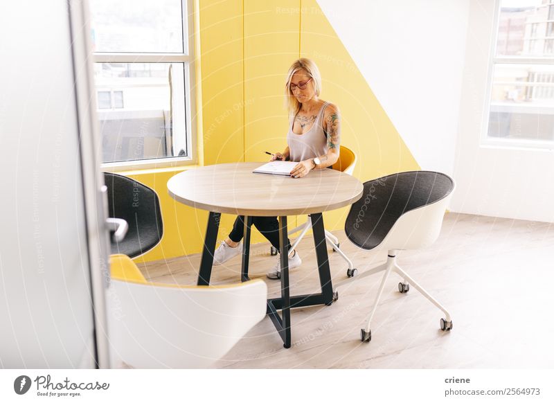 young business woman doing office work in meeting room Lifestyle Style Design Beautiful Table Work and employment Office Business Company Technology Human being
