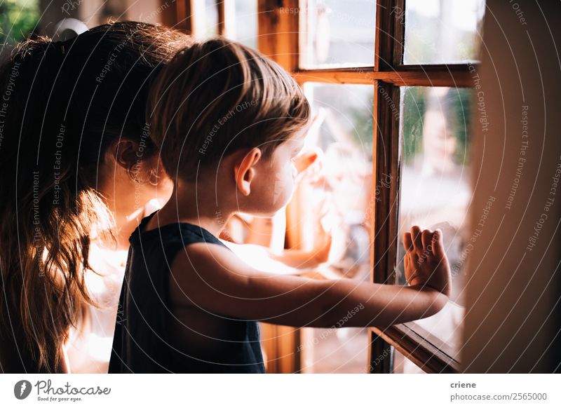 mother and son enjoying view out of window Joy Beautiful Child Baby Boy (child) Woman Adults Parents Mother Family & Relations Zoo Nature Autumn Love Wait
