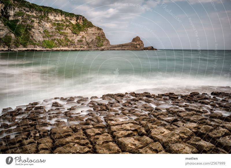 stone washed Nature Landscape Air Water Sky Clouds Horizon Summer Rock Mountain Waves Coast Beach Ocean Deserted Maritime Blue Brown Green White Long exposure